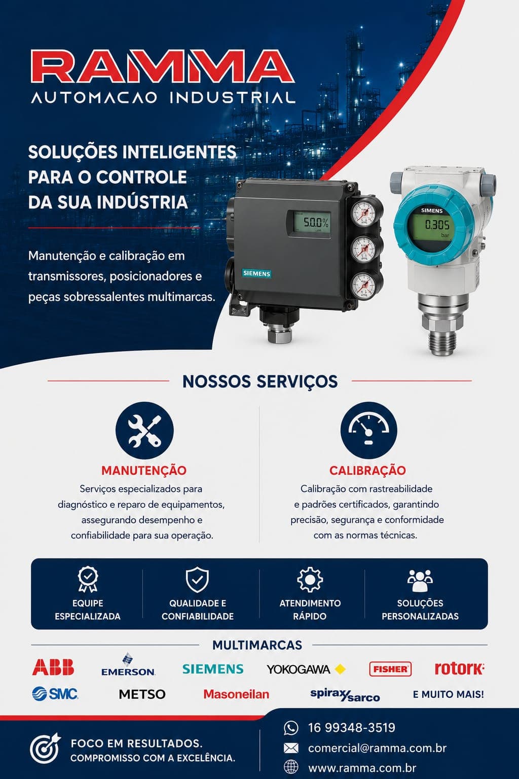 Venda, manutenção e calibração em equipamentos de automação multimarcas
